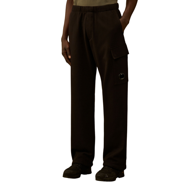 Pantalon de survêtement cargo CP COMPANY coton polaire motif diagonal noir
