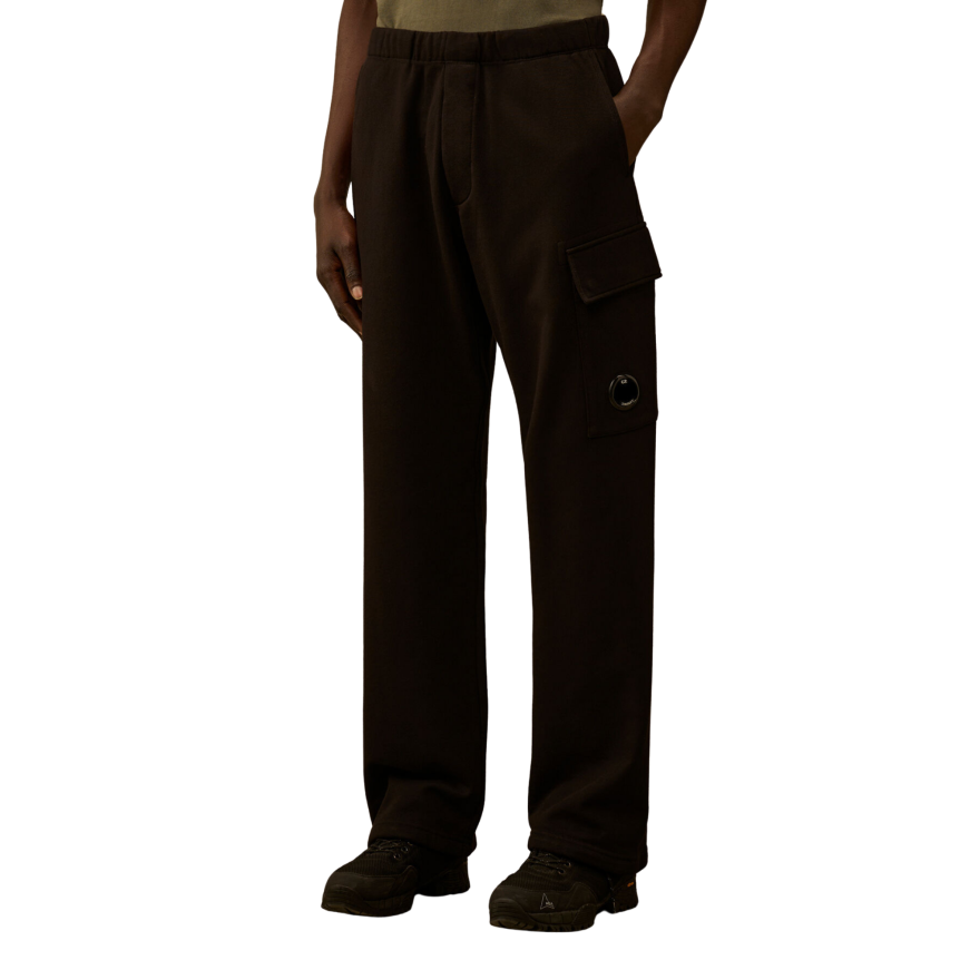 Pantalon de survêtement cargo CP COMPANY coton polaire motif diagonal noir