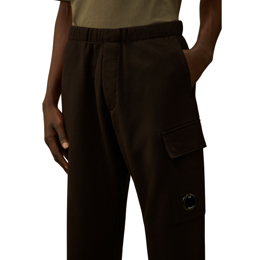 Pantalon de survêtement cargo CP COMPANY coton polaire motif diagonal noir