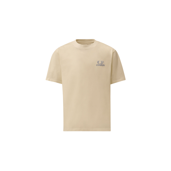 T-shirt manche courte CP COMPANY coton écru logo CP British Sailor bleu flou dos