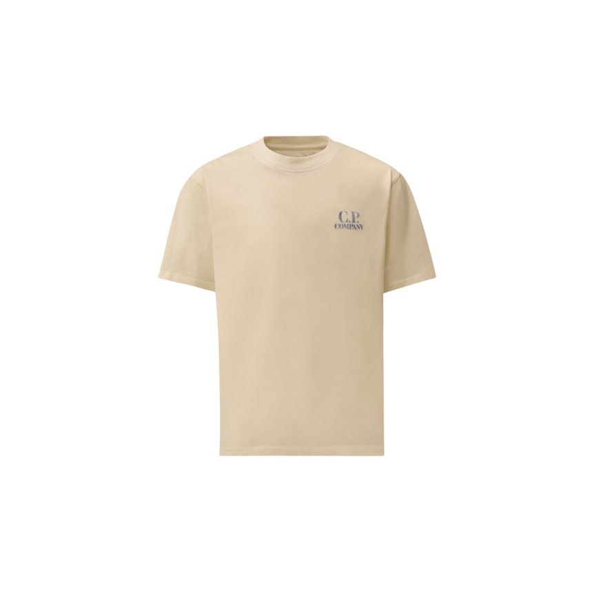 T-shirt manche courte CP COMPANY coton écru logo CP British Sailor bleu flou dos