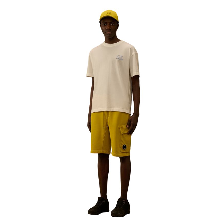 T-shirt manche courte CP COMPANY coton écru logo CP British Sailor bleu flou dos