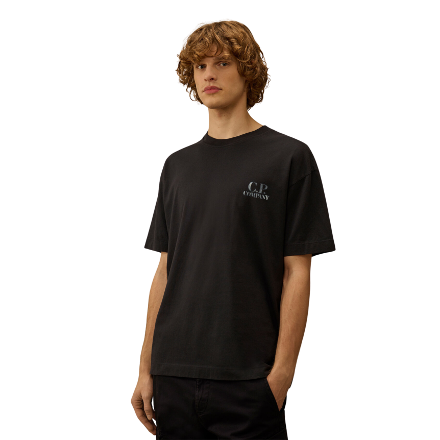 T-shirt manche courte CP COMPANY coton bleu marine logo CP British Sailor bleu flou dos