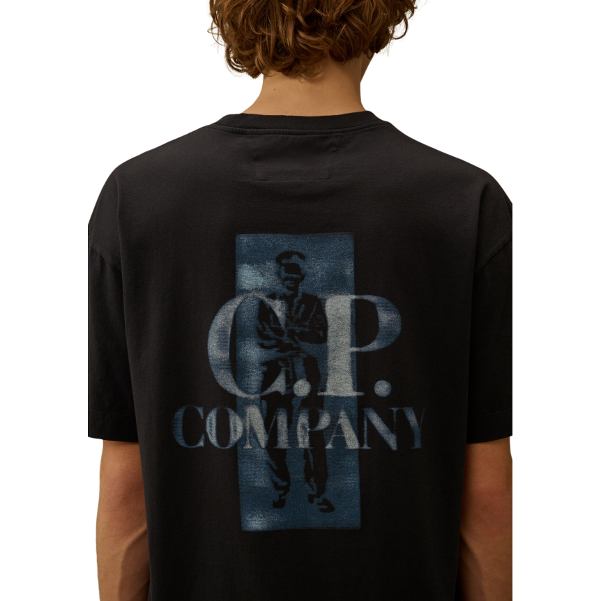 T-shirt manche courte CP COMPANY coton bleu marine logo CP British Sailor bleu flou dos
