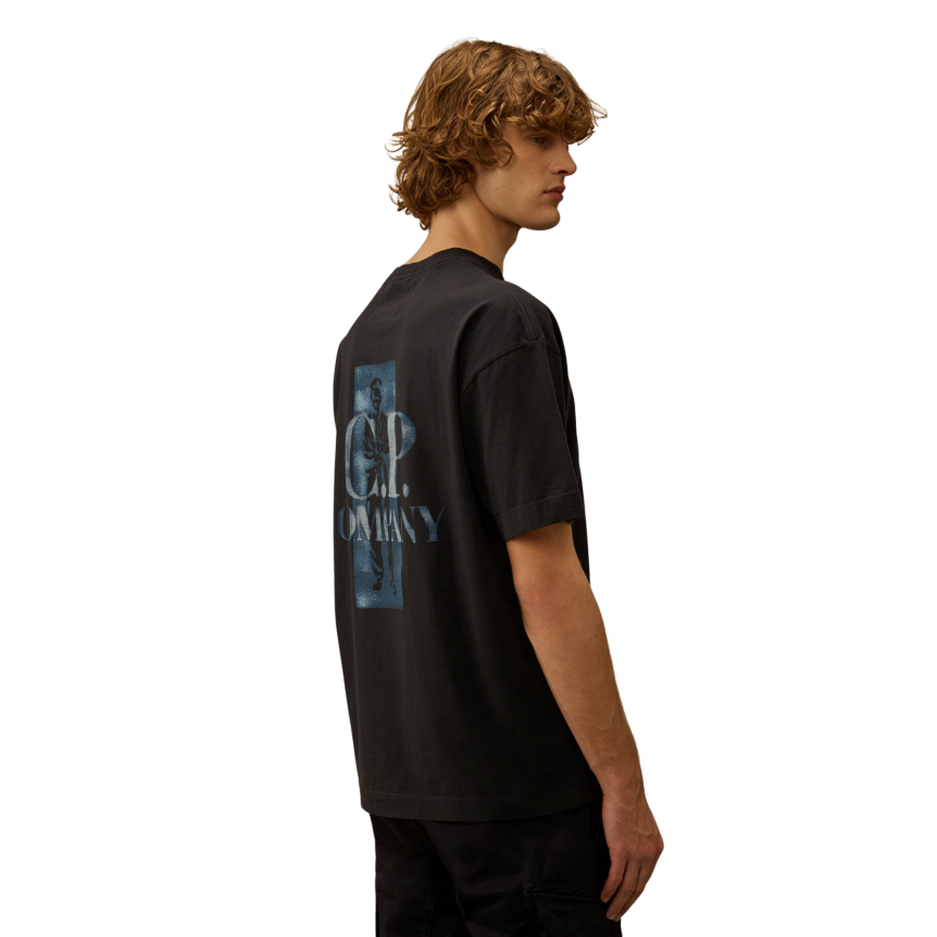 T-shirt manche courte CP COMPANY coton bleu marine logo CP British Sailor bleu flou dos