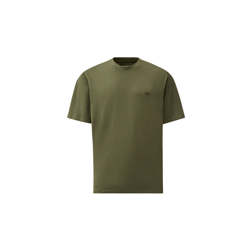 T-shirt manche courte CP COMPANY  jersey coton kaki imprimé lunettes dos