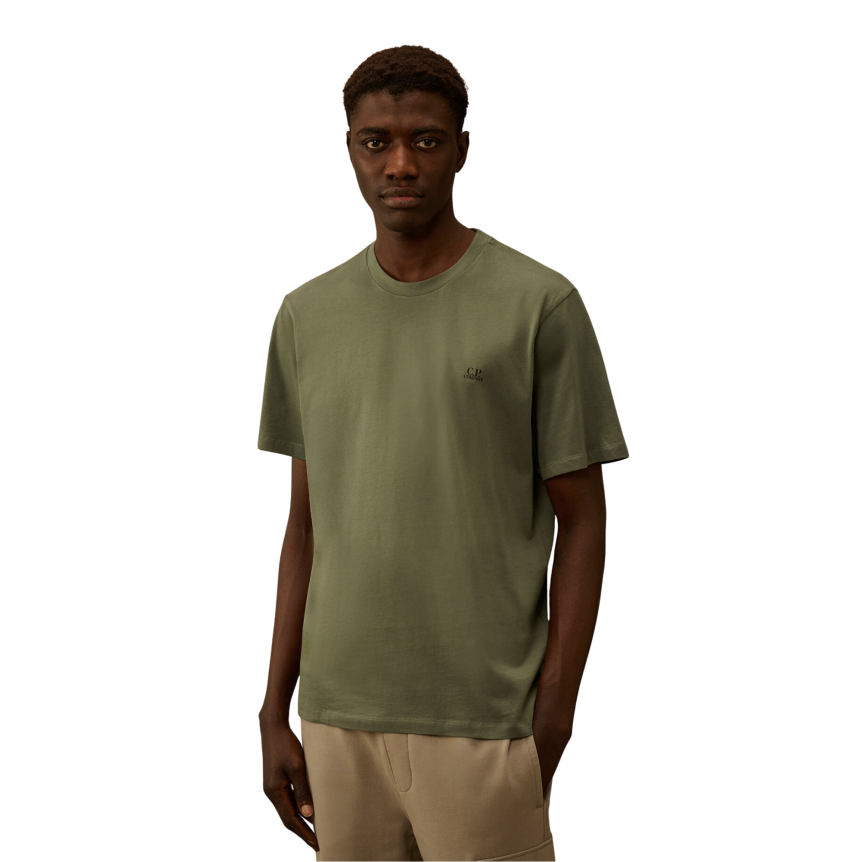 T-shirt manche courte CP COMPANY  jersey coton kaki imprimé lunettes dos