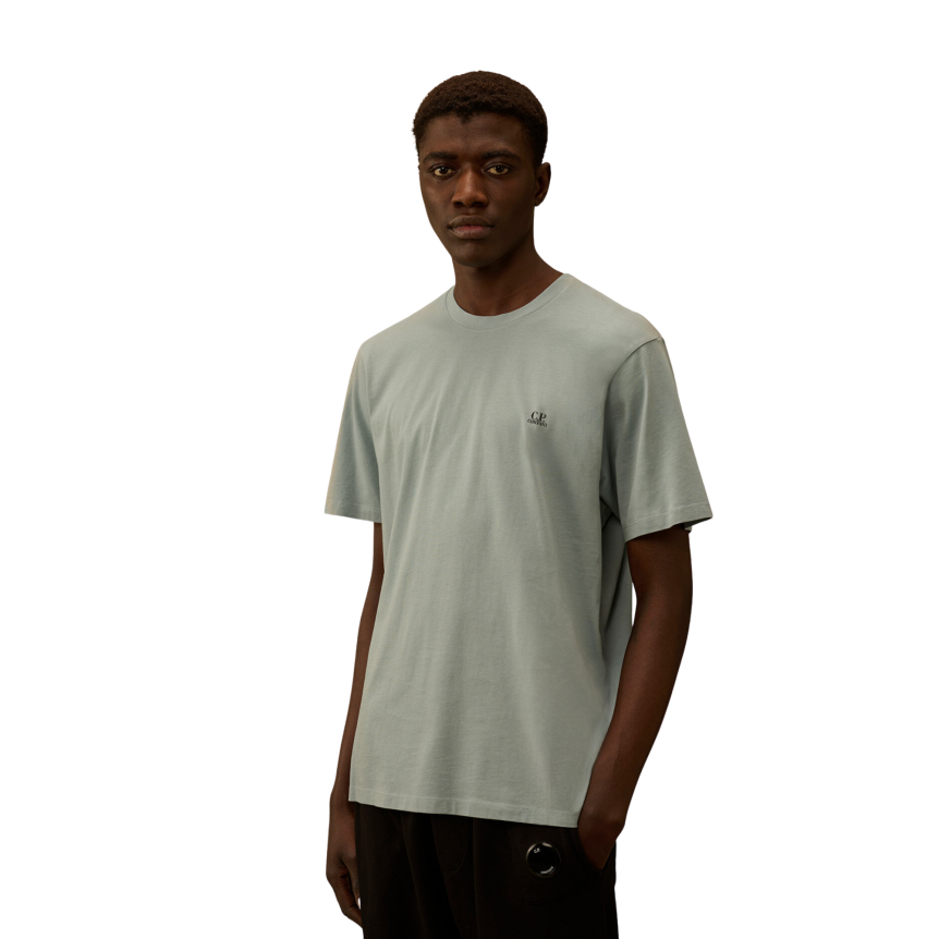 T-shirt manche courte CP COMPANY  jersey coton bleu ciel imprimé lunettes dos