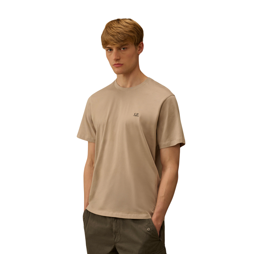 T-shirt manche courte CP COMPANY  jersey coton gris beige imprimé lunettes dos