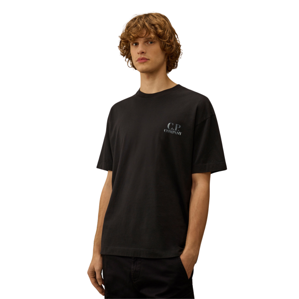 T-shirt manche courte CP COMPANY jersey coton noir imprimé lunettes dos