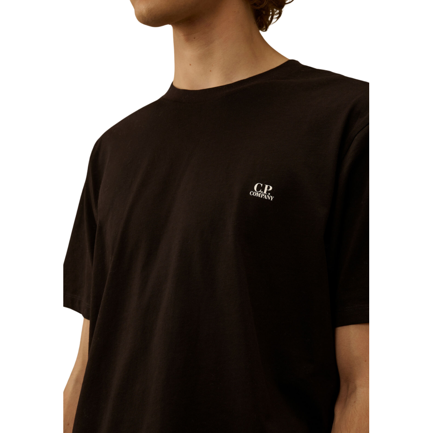 T-shirt manche courte CP COMPANY jersey coton noir imprimé lunettes dos
