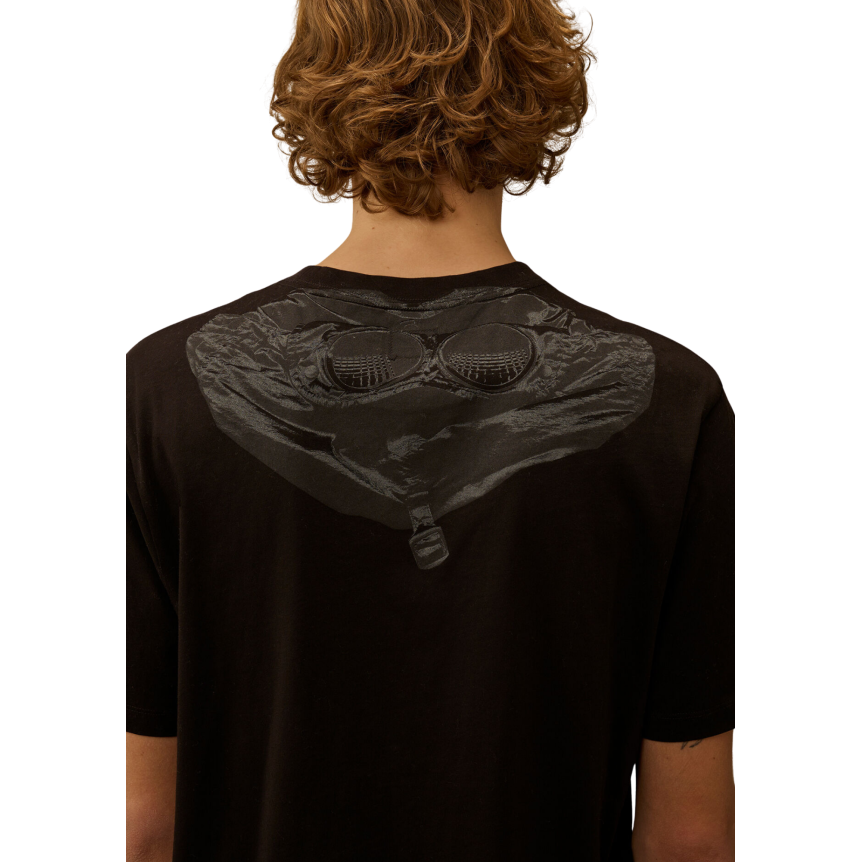 T-shirt manche courte CP COMPANY jersey coton noir imprimé lunettes dos