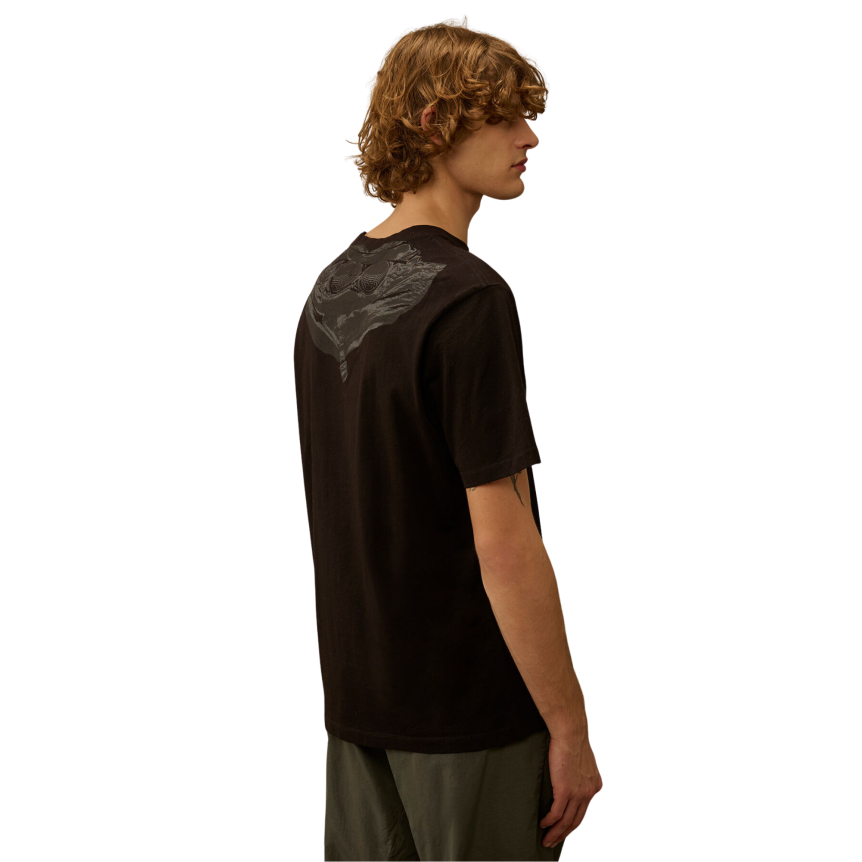 T-shirt manche courte CP COMPANY jersey coton noir imprimé lunettes dos