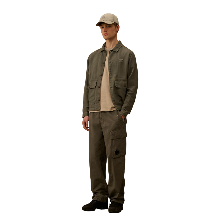 T-shirt manche courte CP COMPANY  jersey coton gris beige imprimé lunettes dos