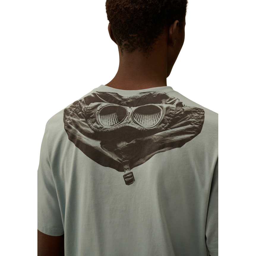 T-shirt manche courte CP COMPANY  jersey coton bleu ciel imprimé lunettes dos