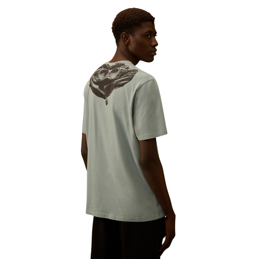 T-shirt manche courte CP COMPANY  jersey coton bleu ciel imprimé lunettes dos