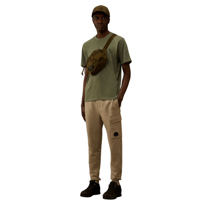 T-shirt manche courte CP COMPANY  jersey coton kaki imprimé lunettes dos