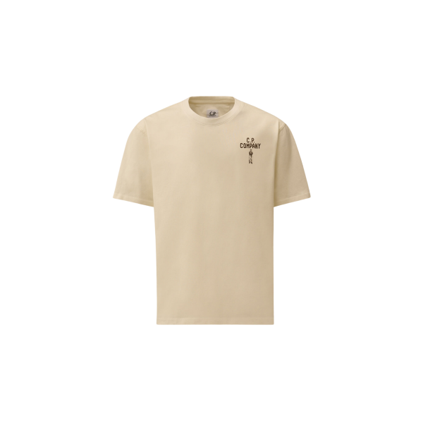 T-shirt col rond CP COMPANY manche courte coton écru Logo CP British Sailor poitrine dos