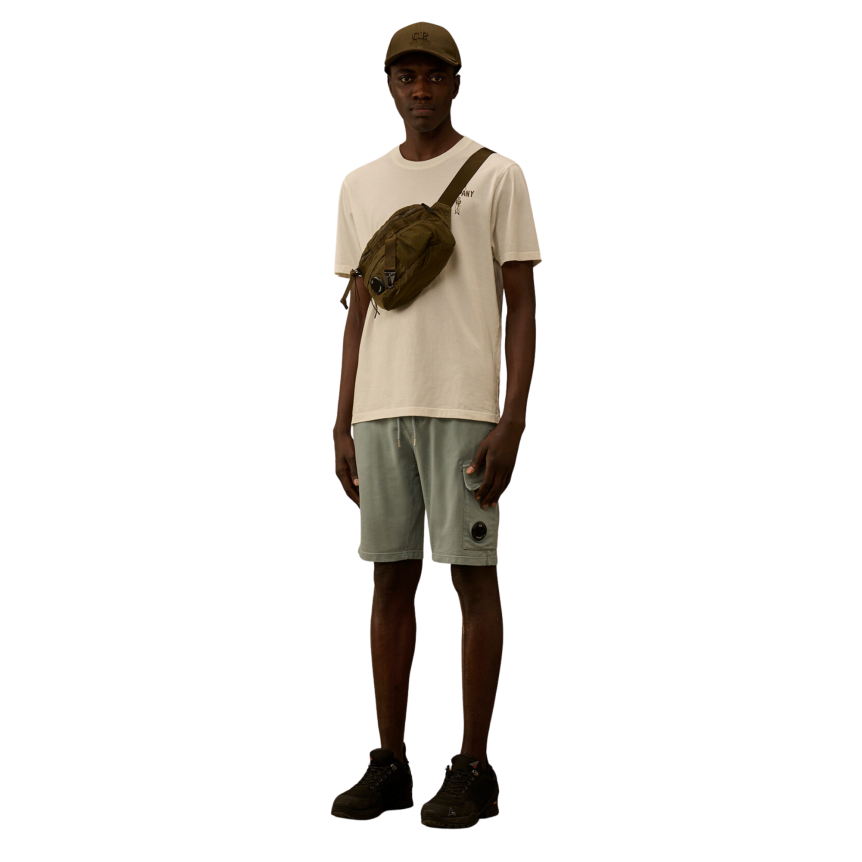 T-shirt col rond CP COMPANY manche courte coton écru Logo CP British Sailor poitrine dos