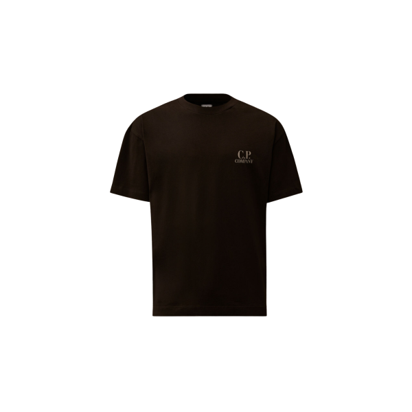 T-shirt col rond CP COMPANY jersey coton noir gros logo dos