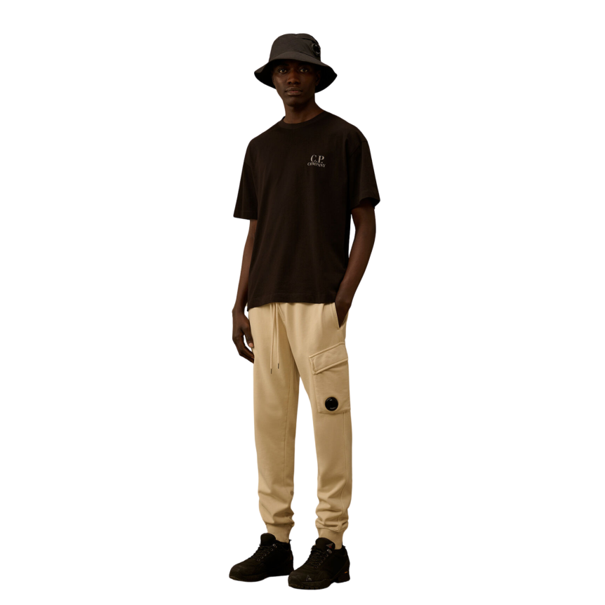 T-shirt col rond CP COMPANY jersey coton noir gros logo dos