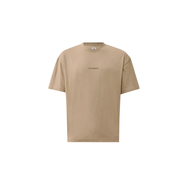 T-shirt manche courte CP COMPANY col rond coton gris beige gros CP dos