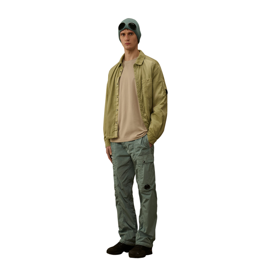 T-shirt col rond manche courte coton gris beige gros logo CP Company dos