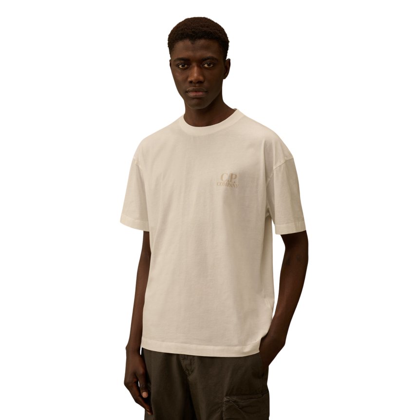 T-shirt col rond manche courte coton blanc gros logo CP Company dos
