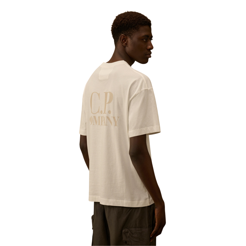 T-shirt col rond manche courte coton blanc gros logo CP Company dos