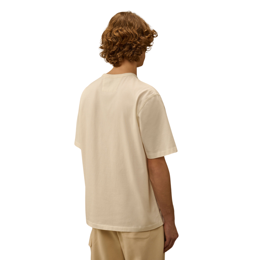 T-shirt manche courte CP COMPANY col rond coton blanc broderie British Sailor poitrine