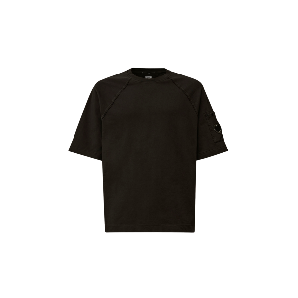T-shirt col rond manche raglan CP COMPANY polaire noir lentille