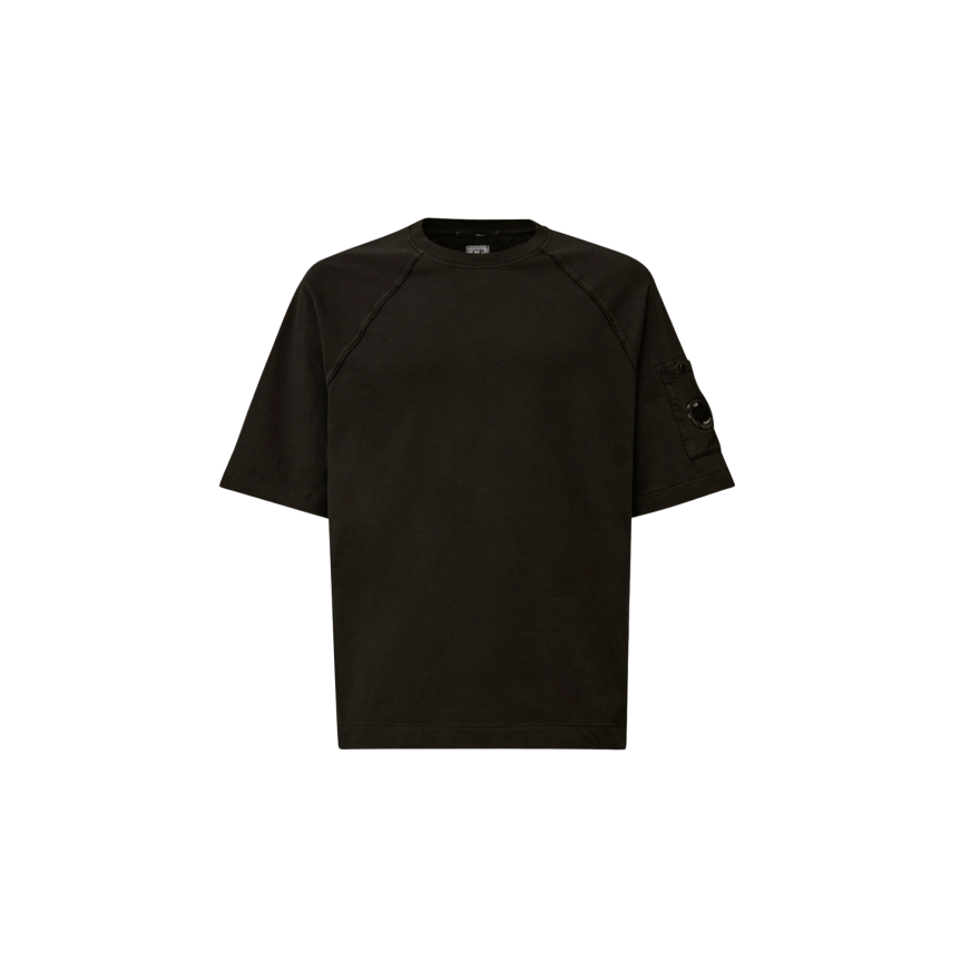 T-shirt col rond manche raglan CP COMPANY polaire noir lentille