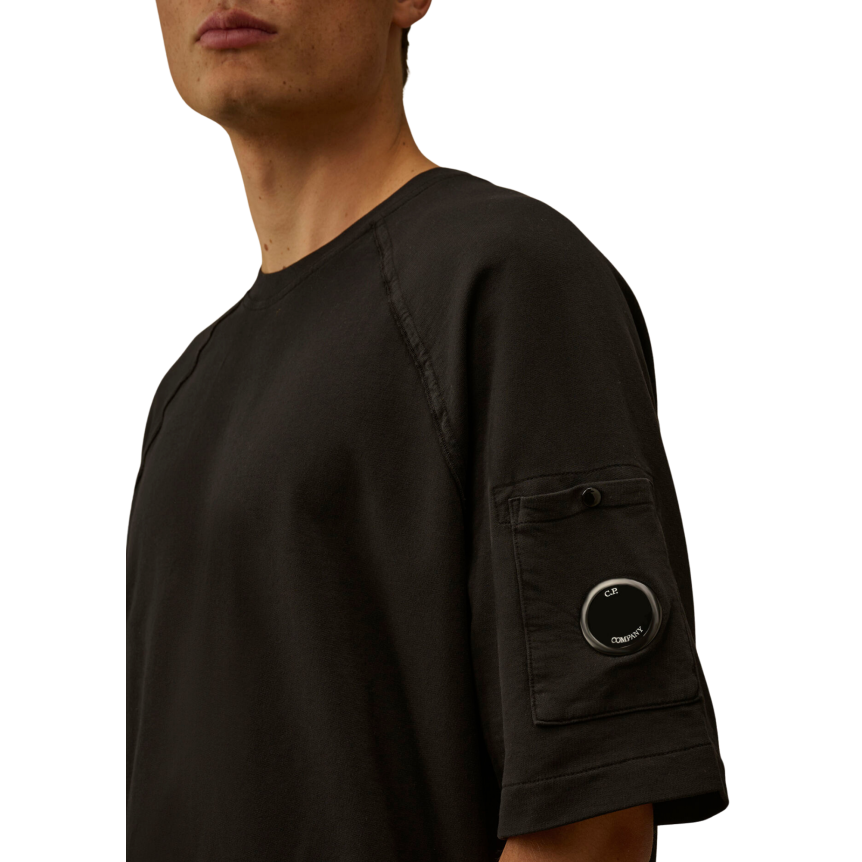 T-shirt col rond manche raglan CP COMPANY polaire noir lentille