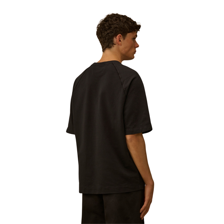 T-shirt col rond manche raglan CP COMPANY polaire noir lentille