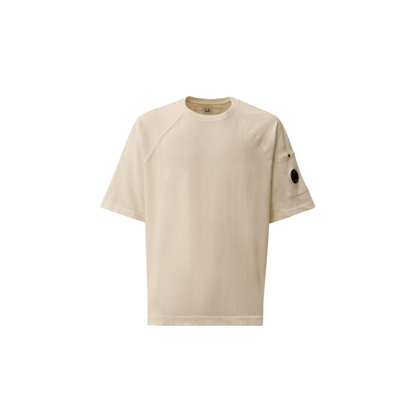 T-shirt col rond CP COMPANY manche raglan blanc lentille