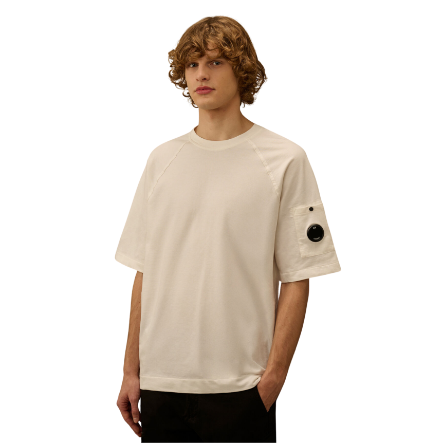 T-shirt col rond CP COMPANY manche raglan blanc lentille