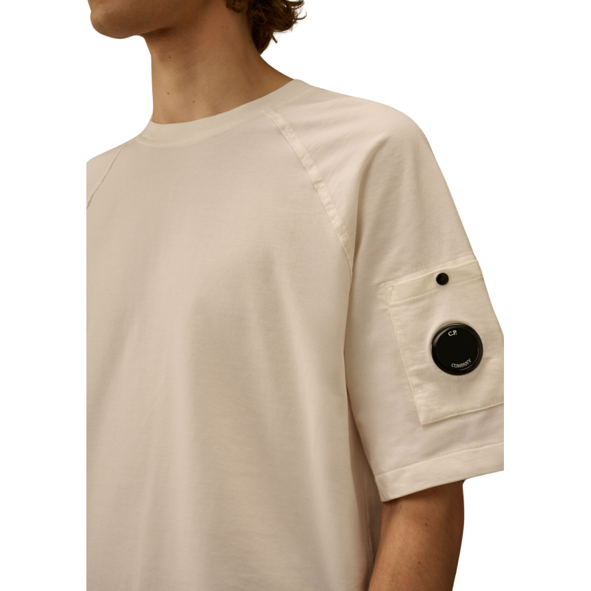 T-shirt col rond CP COMPANY manche raglan blanc lentille
