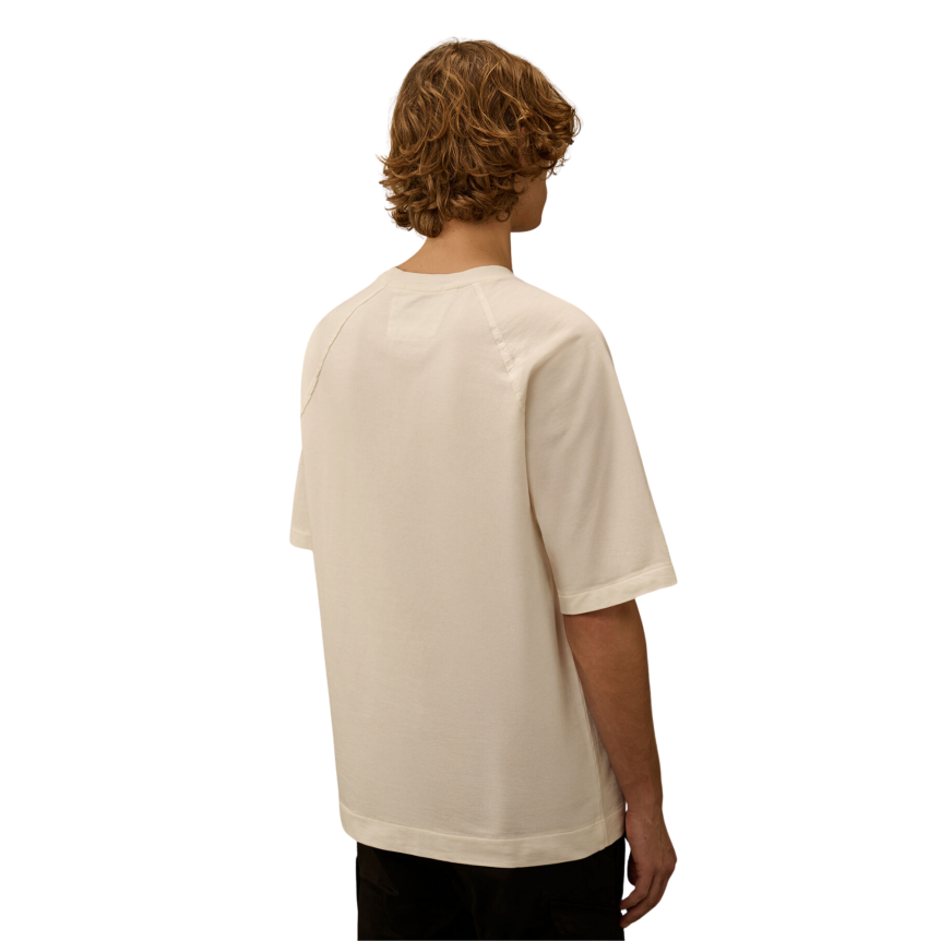T-shirt col rond CP COMPANY manche raglan blanc lentille