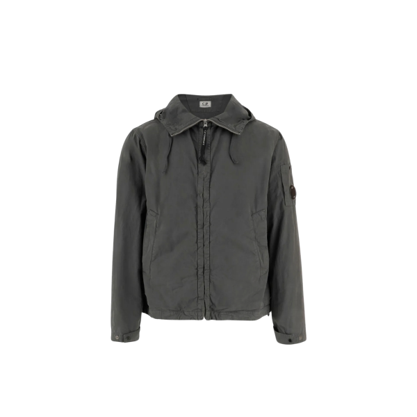 Veste à capuche CPCOMPANY micro rep coton gris anthracite