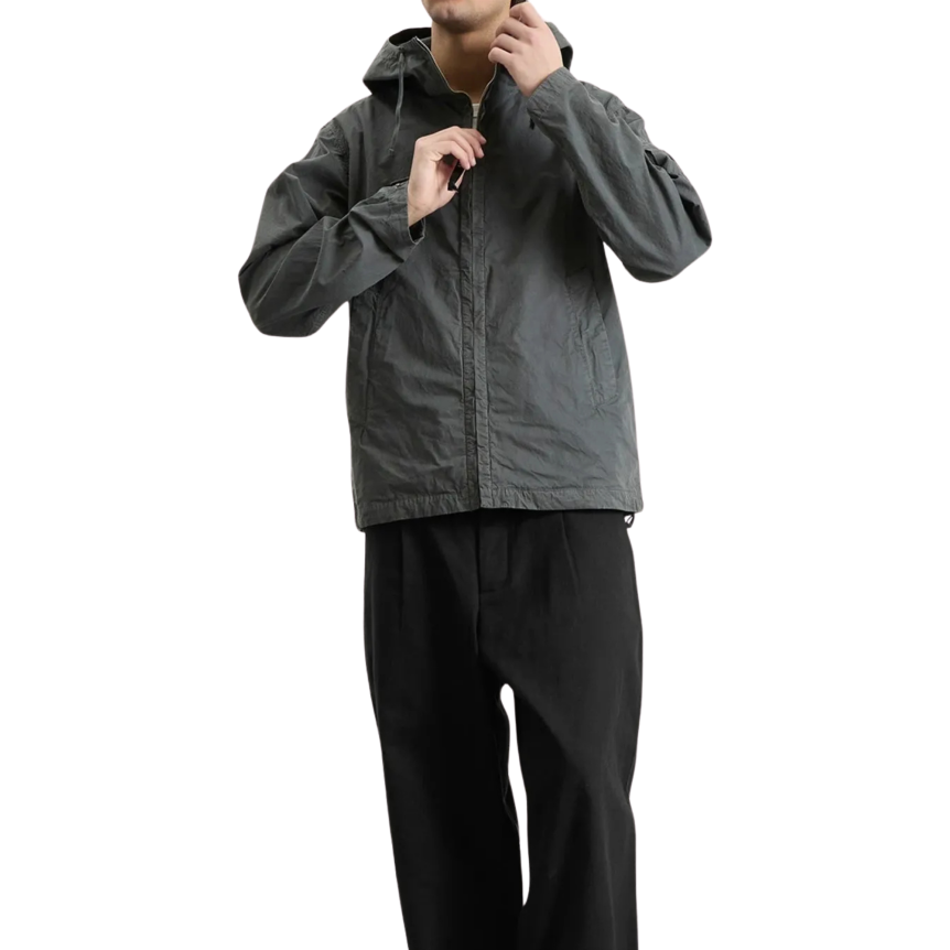 Veste à capuche CPCOMPANY micro rep coton gris anthracite