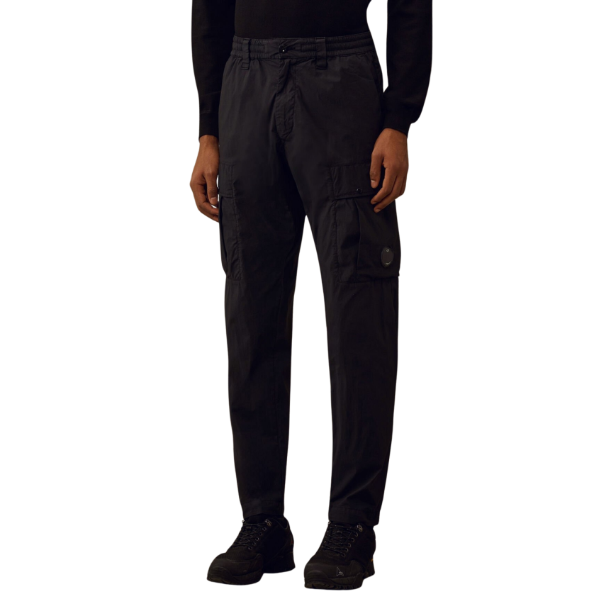 Pantalon cargo CP COMPANY nylon coton extensible 50 Fili noir lentille