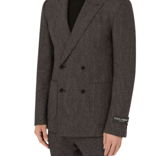 Veste DOLCE & GABBANA croisée rayures gris noir col velours noir