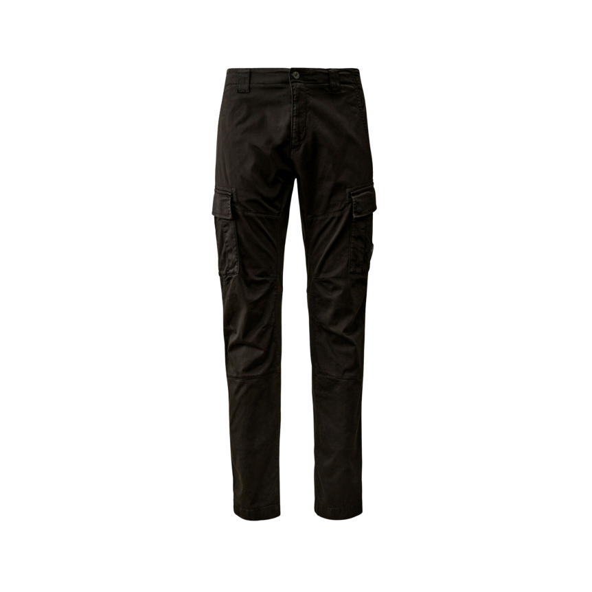 Pantalon cargo CP COMPANY coton satin stretch noir lentille poche