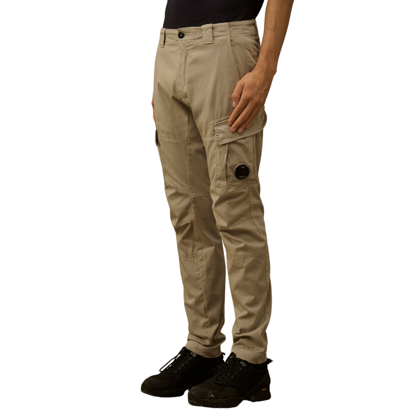 Pantalon cargo CP COMPANY coton satin stretch gris beige lentille poche