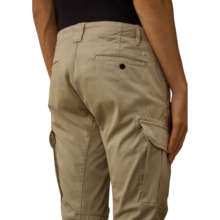 Pantalon cargo CP COMPANY coton satin stretch gris beige lentille poche