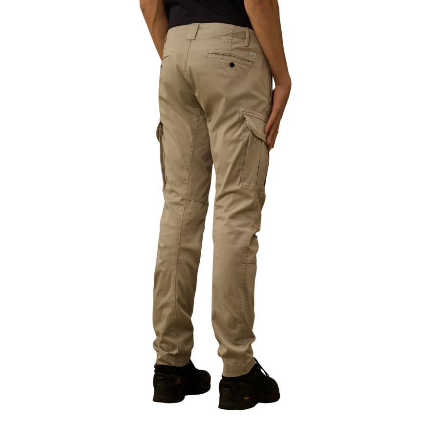 Pantalon cargo CP COMPANY coton satin stretch gris beige lentille poche