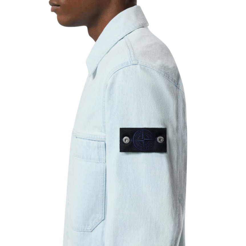 Veste coach STONE ISLAND bouton denim coton bleu ciel patch logo manche noir