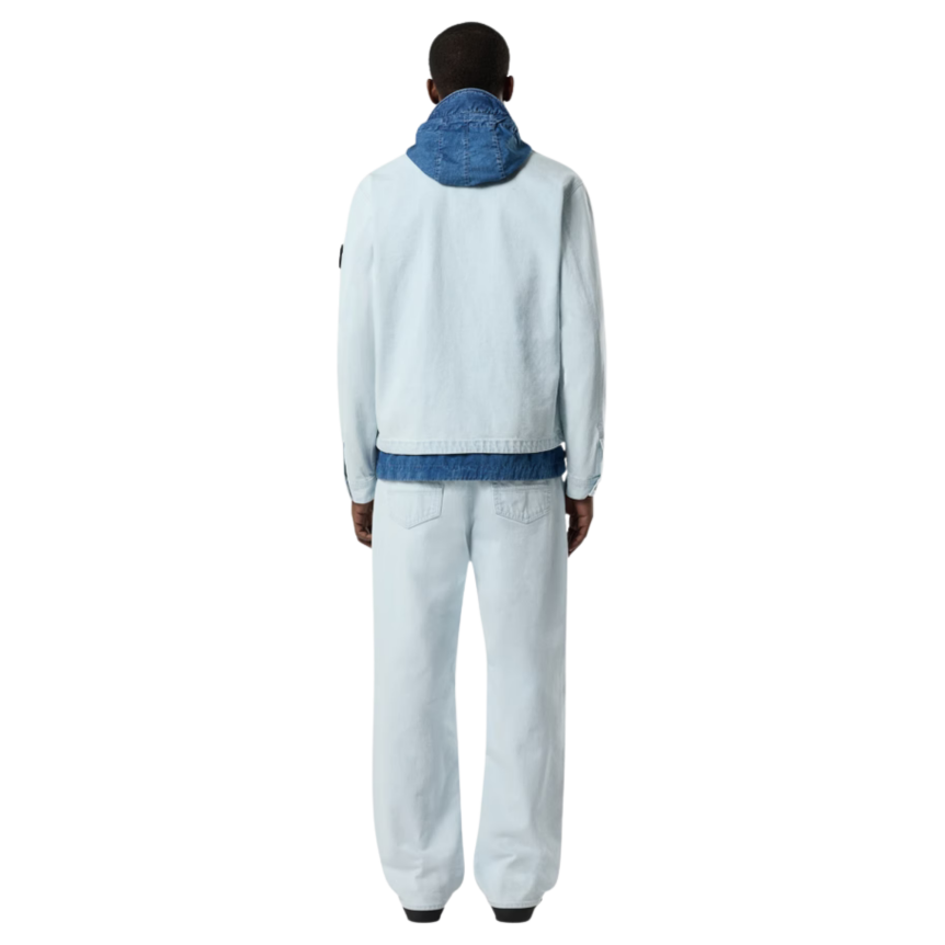 Veste coach STONE ISLAND bouton denim coton bleu ciel patch logo manche noir