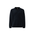 Pull col polo coton chenille bleu marine lentille poche manche