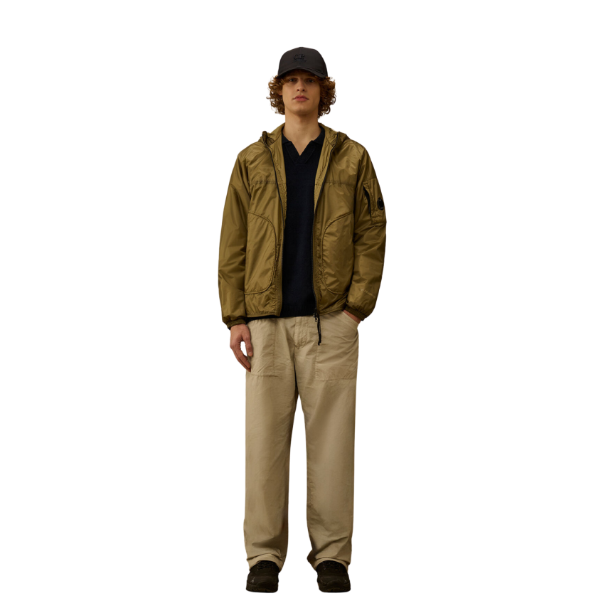 Pull CP COMPANY col polo coton chenille bleu marine lentille poche manche